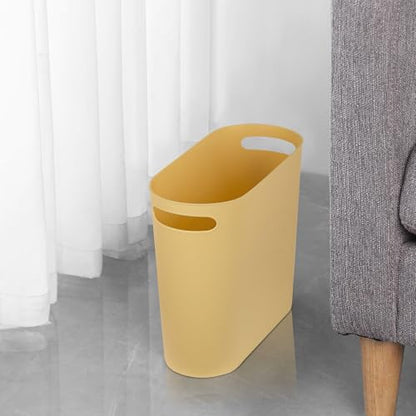 rejomiik Small Bathroom Trash Can, 3.5 Gallon Slim Garbage Can, Yellow - color: Yellow, size: 1 pack