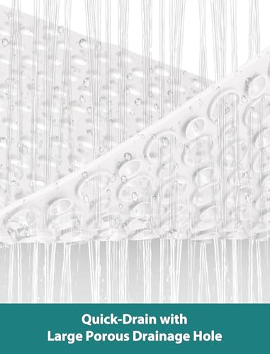 Extra Large Shower Mat, Yonala 47 x 32 Inch Non Slip Shower Mats for Inside Shower, Soft TPE Shower Floor Mat with Suction Cups and Drain Holes, Machine Washable Bathroom Shower Mat, Easy to Clean - color: White