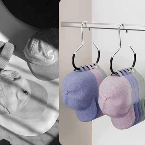 Hat Organizer for Baseball Caps 8 Pack, Metal Purse Hook (4White 4Black) - color: 8pcs White Black