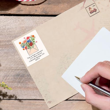 Mail Blooms Personalized Address Labels - Set of 144 (3 Designs), 1 ½” x 1 ¾”, Self-Adhesive, Large Flat-Sheet Select Labels, By Colorful Images - color: Mail