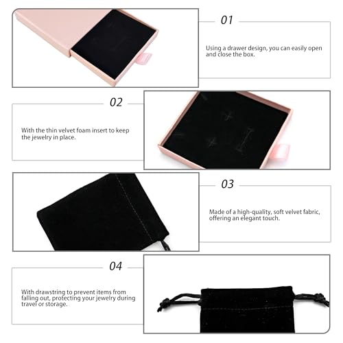 Quacc Jewelry Gift Box, Necklace Bracelet Organizer for Birthday (Pink) - color: Pink