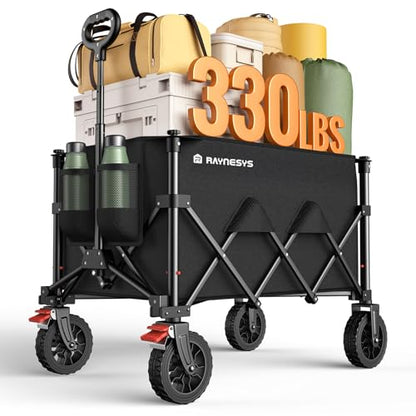 180L Wagons Carts Foldable with Wheels and Brakes for Camping Grocery - color: Black, size: 180l