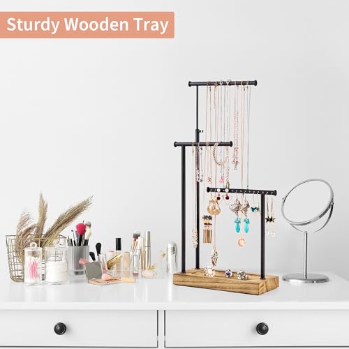 SRIWATANA Carbonized Black Jewelry Organizer Stand, Tall Necklace Holder - color: carbonized black and black
