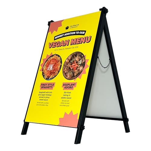 JUST 4 SIGNS Heavy Duty A-Frame Sidewalk Sign Holder for 24×36 Posters Double-Sided Pavement Sign Display – Easy Slide-In Design for Outdoor & Indoor Advertising (1)