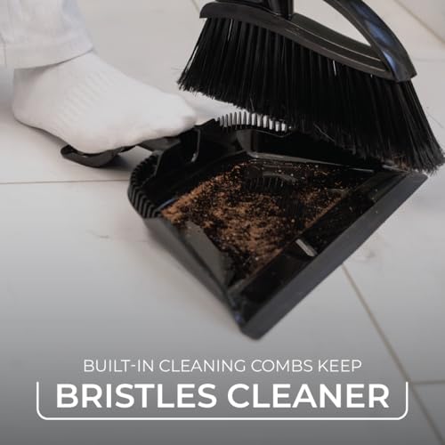 O-Cedar Strong Sweep Broom and Dustpan Set with Detail Brush | Indoor Outdoor Heavy Duty Stiff Bristle Broom | Step-On Dust Pan - size: Strong Sweep Broom and Brush