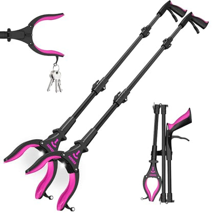 KEKOY 2-Pack Grabber Reacher Tool with Light, 32" Foldable, Black Rose - color: Black Rose