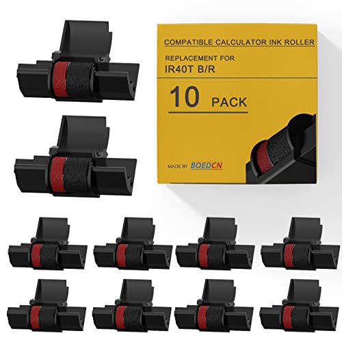 10 Pack Compatible IR40t Calculator Ink Roller Replacement for Casio hr-100tm Ink Ribbon Compatible with Casio HR-100TM HR-150TM HR-170RC Canon P23-dhv Sharp EL-1801V, Individually Sealed, B/R - size: 10-Pack