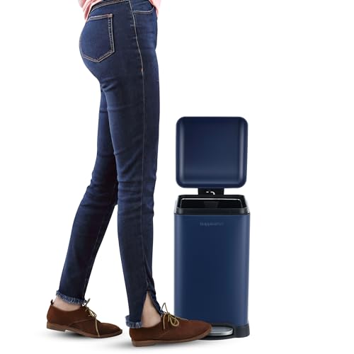 happimess Betty Retro Mini 3.2 Gal Step Trash Can, Denim Blue - color: Denim Blue