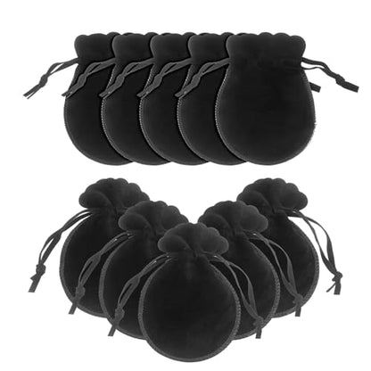 uxcell 20pcs Small Velvet Drawstring Pouches, 3.5"x4.7" Jewelry Bags, Black - color: Black, size: 3.5" x 4.7"
