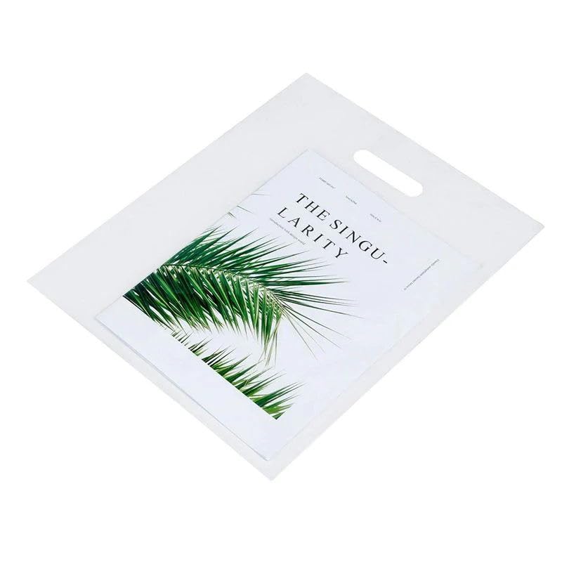 Clear Shopping Bags,Large 12x15 inches, 50 Pack, Plastic Retail Merchandise Bags, Tear Resistant, Durable, Anti-Stretch, 100% Recyclable (12 * 15 inch 50 PACK)