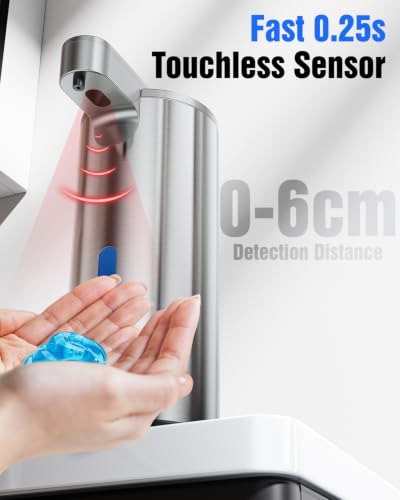 Fantictas Touchless Foaming Soap Dispenser, 11.5 oz Stainless Steel Pump - color: Stainless Steel, style: Foam