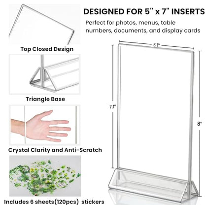 5x7 Acrylic Sign Holders, 6 Pack Silver Picture Frames for Table Number - color: Silver, size: 6 Pack 5x7 Inch