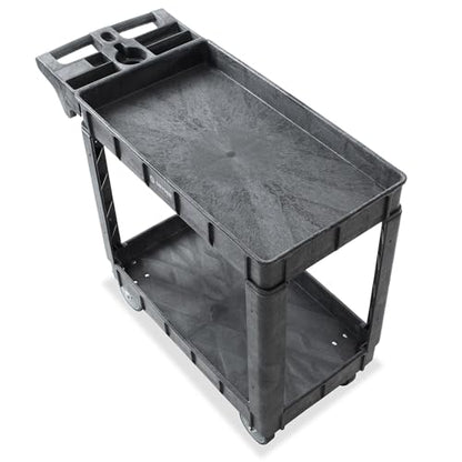 Dryser Utility Cart with Wheels, 40" x 17" Heavy Duty 550 lb. Capacity with Shelves - 2 Tier Rolling Cart with Two 5" Swivel Casters for Warehouse, Garage, Cleaning - size: 2 Shelves 2 Swivel 40x17