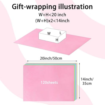 120 Sheets 14 x 20 Inch Pastel Tissue Paper for Gift Bag Wrapping - color: Pastel