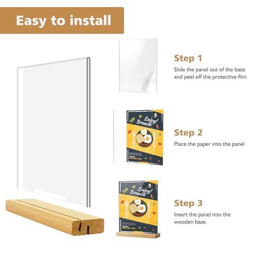Comix 8.5x11 Inch Acrylic Sign Holder with Wood Base, 12 Pack Flyer Holder - size: 12 Pack 8.5x11 inches (T/L)