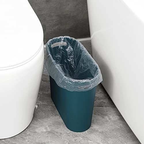 rejomiik Small Bathroom Trash Can, 3.5 Gallon Slim Garbage Can, Teal Blue - color: Teal Blue, size: 1 pack