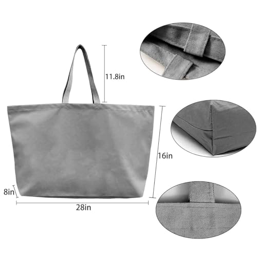 Large Canvas Tote Bag Reusable Extra Big Grocery Bags - color: Grey