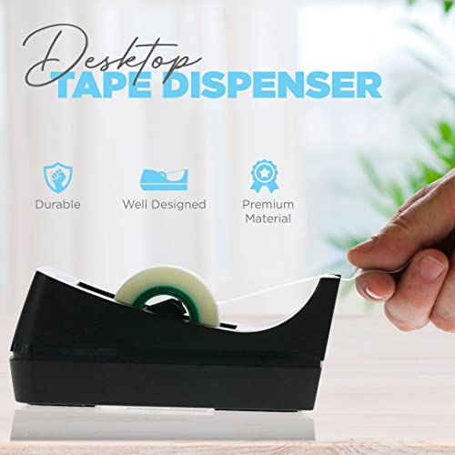Desktop Tape Dispenser - Non-Skid Base - Weighted Tape Roll Dispenser - Perfect for Office Home School (Tape not Included) 2 Pack - size: 1 In (Pack of 2)