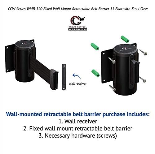 Crowd Control Warehouse WMB-120 Wall Mount Retractable Belt Barrier, 11 Ft