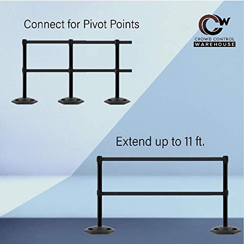 Crowd Control Warehouse Retractable Dual Belt Stanchions, 2-Pack, 11 Ft - color: Black and Yellow Diagonal, size: 11 Foot