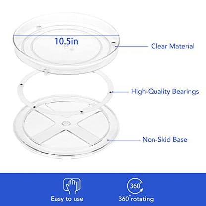 URALFA 2 Pack Lazy Susan Turntable, 10.5 Inch Spinning Cabinet Organizer - size: 10.5 Inch / 1 Tier / 2 Pack
