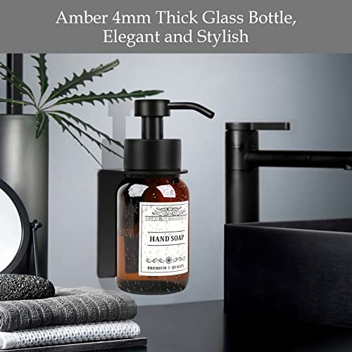 8.5oz Brown Glass Soap Dispenser 2 Pack for Kitchen Bathroom Black - color: Amber Set of 2