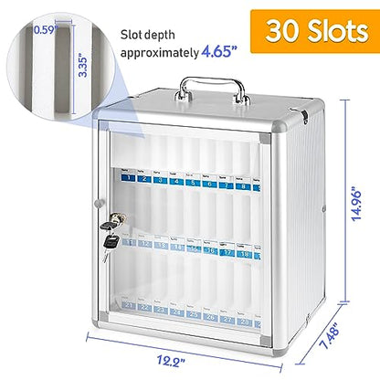 30 Slots Aluminum Alloy Cell Phone Locker, Phone Holder for Classroom - size: 30 Slots Transparent