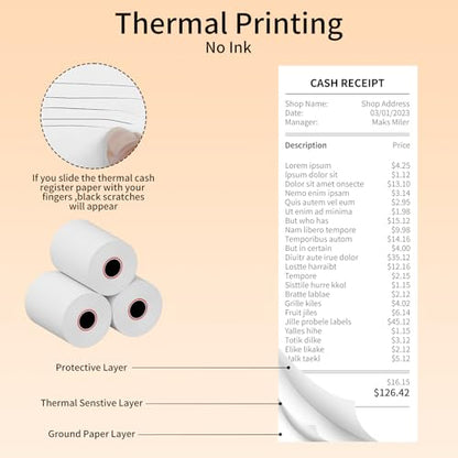 2-1/4'' x 50' (10 Rolls) Thermal Receipt Paper, Fits 58mm Thermal POS Printers, Premium Quality, Biodegradable - size: 2 1/4" x 50', style: 10 Rolls