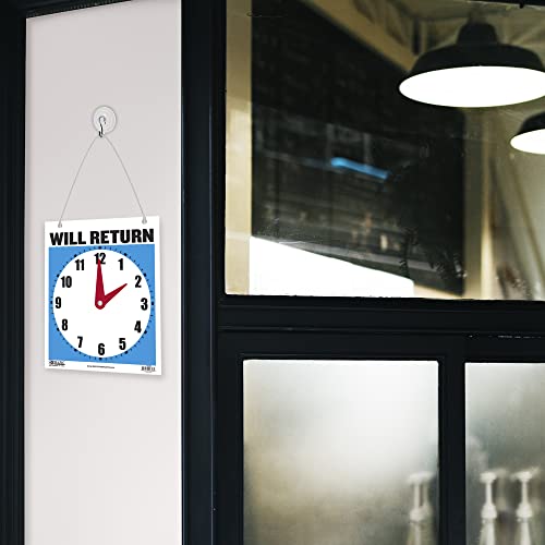 BAZIC Products Will Return/Open Clock Sign, 7.5 x 9 in, 2-Pack - size: 2-Pack