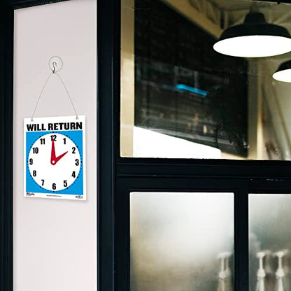 BAZIC Products Will Return/Open Clock Sign, 7.5 x 9 in, 2-Pack - size: 2-Pack