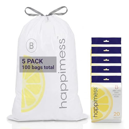 happimess 20-Count Lemon Scented 5.3 Gal Trash Bags, White, Pack of 5 - color: White (Lemon Scented), size: 100 Count (Pack of 1)