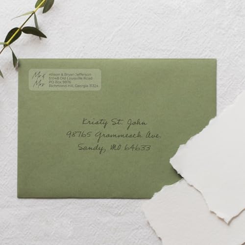 Clear Mr & Mrs Rolled Address Labels / 250 Personalized Return Address Labels/Designer Address Stickers in Elegant Plastic Dispenser - size: 250 Labels, style: Clear Mr. and Mrs Script