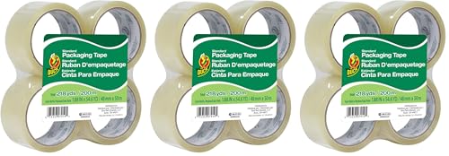 Duck Brand Standard Packaging Tape Refills - 4 Rolls of Clear Packing Tape - Shipping, Mailing and Moving Supplies - 3" Core - 1.88 Inch x 54.6 Yards, Clear (240238) (Pack of 3) - size: 12 Rolls, style: Refill