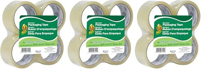 Duck Brand Standard Packaging Tape Refills - 4 Rolls of Clear Packing Tape - Shipping, Mailing and Moving Supplies - 3" Core - 1.88 Inch x 54.6 Yards, Clear (240238) (Pack of 3) - size: 12 Rolls, style: Refill