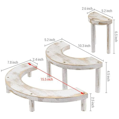 MyGift 3 Tier Wooden Display Riser Stand Whitewashed Dessert Shelf - color: Whitewashed
