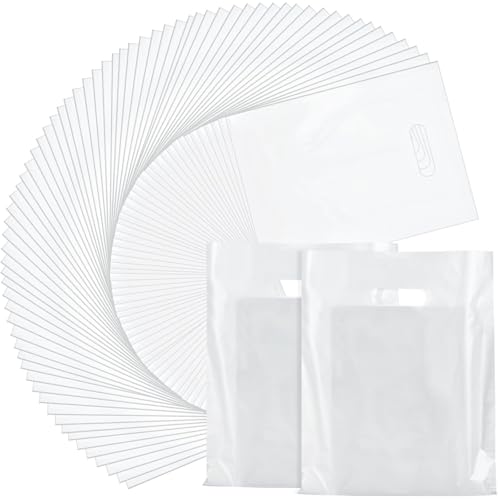 Kosiz 1000 Pcs Plastic Merchandise Shopping Bag Bulk 9 x 12'', White - color: White