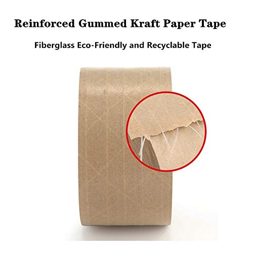 Reinforced Gummed Kraft Paper Packing Tape, Water Activated Kraft Tape, 50 yds Length x 2" Width, Brown Carton Box Packing Tape,Sealing Fiberglass Kraft Tape (2 Inches x 150 Feet)