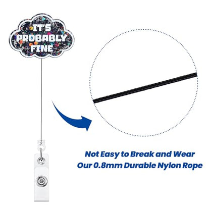 It's Probably Fine Funny Black Cloud Nurse Badge Reel with Alligator Clip - color: It's Probably Fine Black Cloud