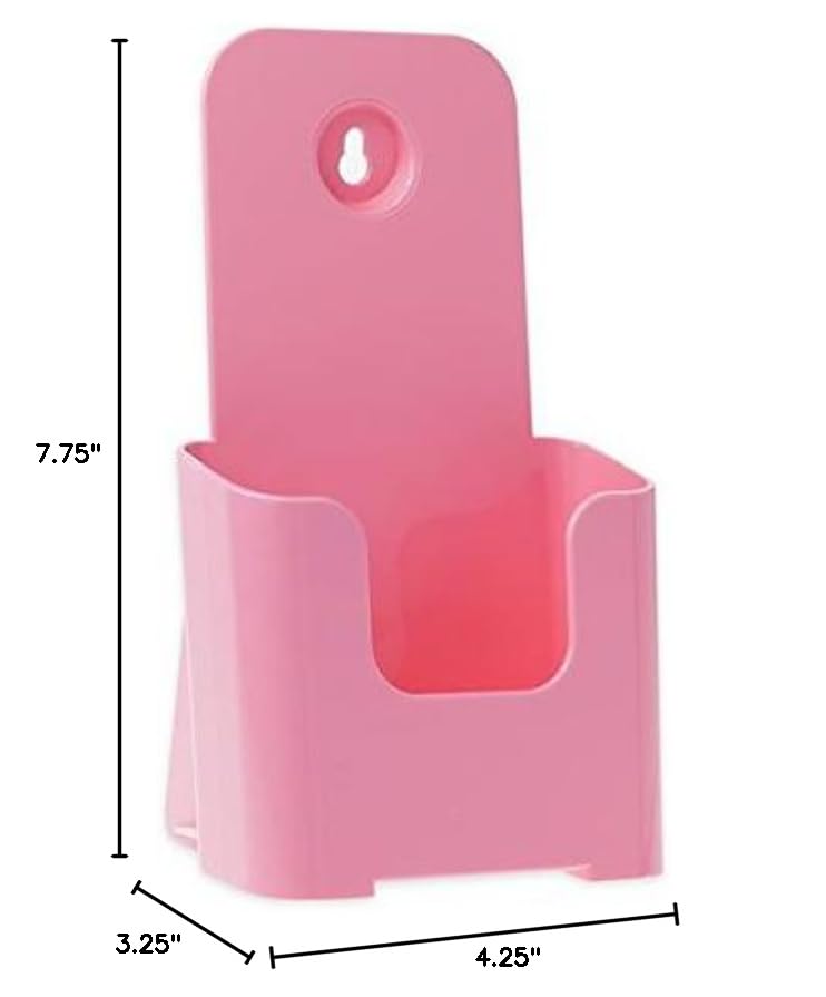 SOURCE ONE Tri Fold Brochure Holder 4X9 (6 Pack, Pink) - color: Pink, size: 6 Pack