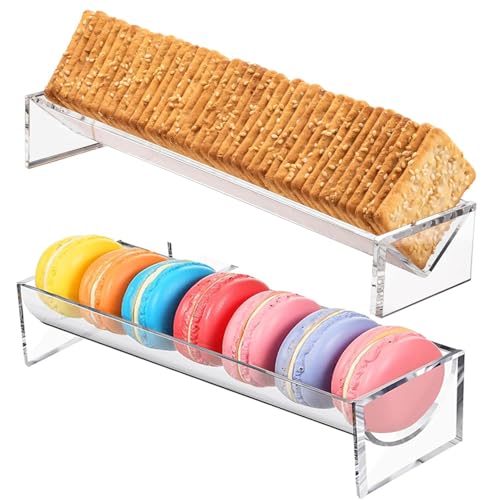 2Pcs Cracker Tray for Serving, Acrylic Biscuit Stand Cracker Server Holder, Rectangular Clear Food Display Holder for Countertop, Home, Wedding Parties and Events