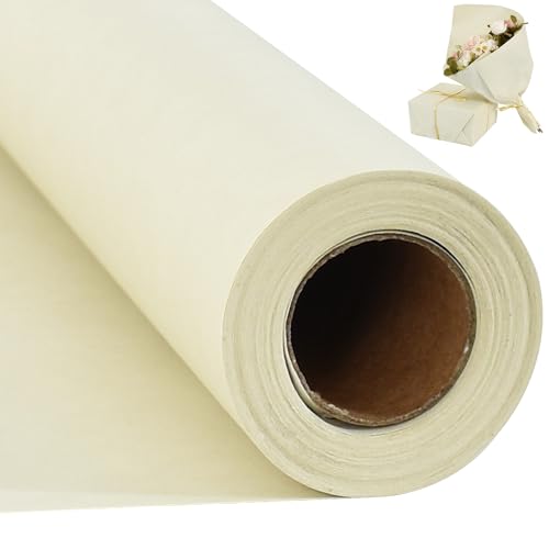 BEISHIDA Khaki Gift Wrapping Paper Roll, 15in X 32ft Kraft Bulletin Board Paper Gift Wrap for Christmas Mother's Day Valentine's Day Graduation, Flower Wrap - color: khaki