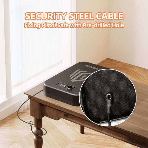 PINEWORLD Portable Handgun Safe, Compact Gun Safe with Combination Lock