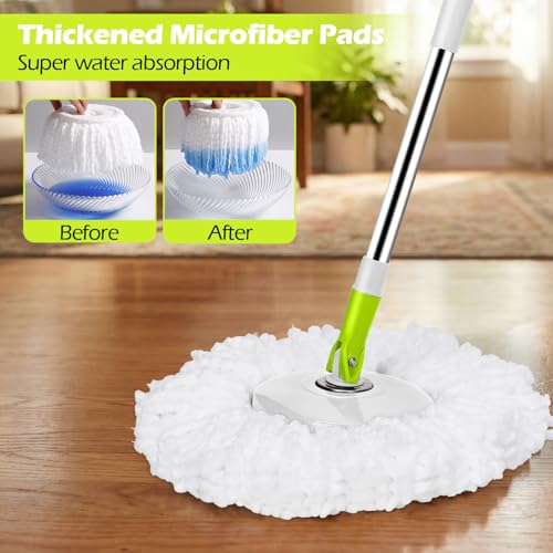 Masthome Spin Mop Bucket Set,Small Mop Bucket System with 3 Microfiber Pads - color: White