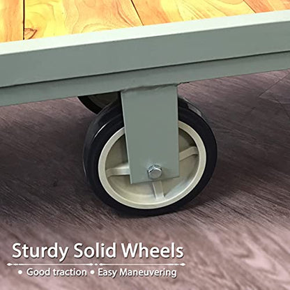 HaulPro Narrow Aisle U-Boat Platform Truck Dolly | 16 x 60 Heavy Duty Utility Cart with Thick Wood Deck | Premium Hand Truck Can Hold Loads Up to 2,000 Pounds | Hand Cart with Dual Removable Handles - size: 16 x 60 " Wood U-Boat