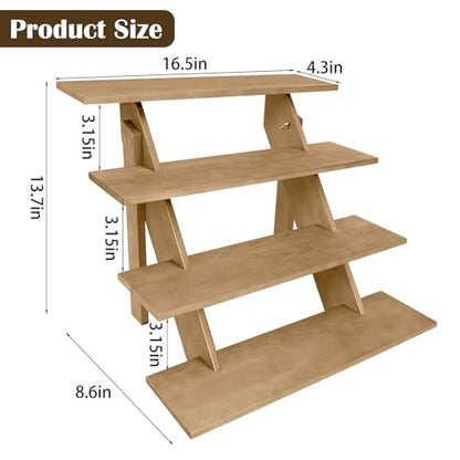 ZYP 4 Tier Wood Cupcake Display Stand, Retail Cookie Display Riser,Brown - color: Brown