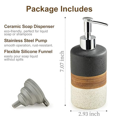 Ceramic Dish Soap Dispenser for Kitchen, Hand Soap Dispenser - color: Black and White, size: 1xSoap Dispenser