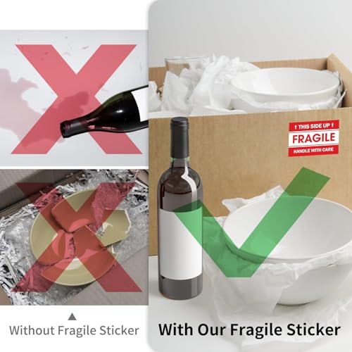 LLIKED 1000 Fragile Stickers 2"x3" for Shipping and Moving - size: 2"x3", style: 2 Rolls,1000 Labels