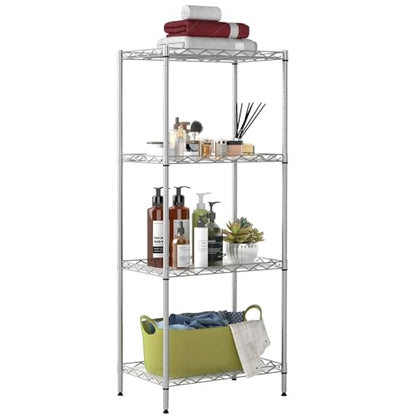 BestOffice | 4-Tier Wire Shelf | 12" x 18" x 44 | Chrome - color: Chrome, size: 12"D x 18"W x 44"H