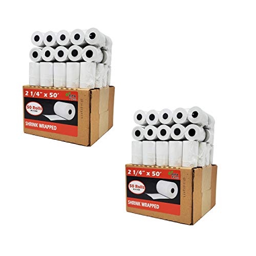 (100 Rolls) 2 1/4 x 50 Thermal Paper Receipt Rolls 55 GSM Premium Quality German Paper fits all Credit Card Terminals Verifone VX520 Ingenico ICT220 ICT250 BPA Free from BuyRegisterRolls - size: 2 Cases - 100 Rolls, style: 2 1/4" x 50' Thermal