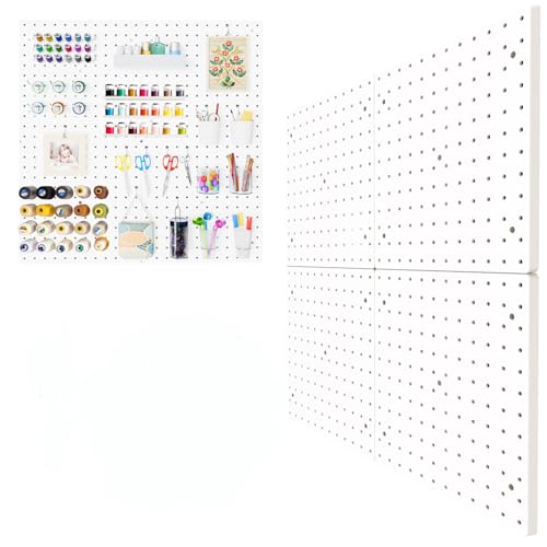 FZK Plastic Pegboard Wall Organizer Kit, 12x12, 4 Pack, White - color: 12inch-White